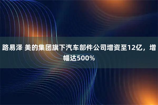 路易泽 美的集团旗下汽车部件公司增资至12亿，增幅达500%