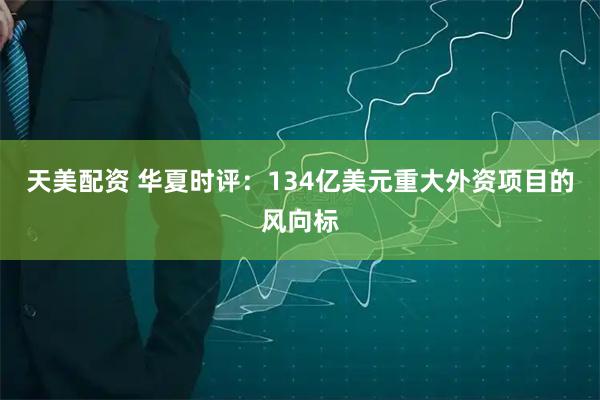 天美配资 华夏时评：134亿美元重大外资项目的风向标