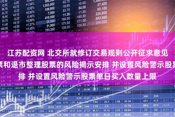 江苏配资网 北交所就修订交易规则公开征求意见：增加风险警示股票和退市整理股票的风险揭示安排 并设置风险警示股票单日买入数量上限